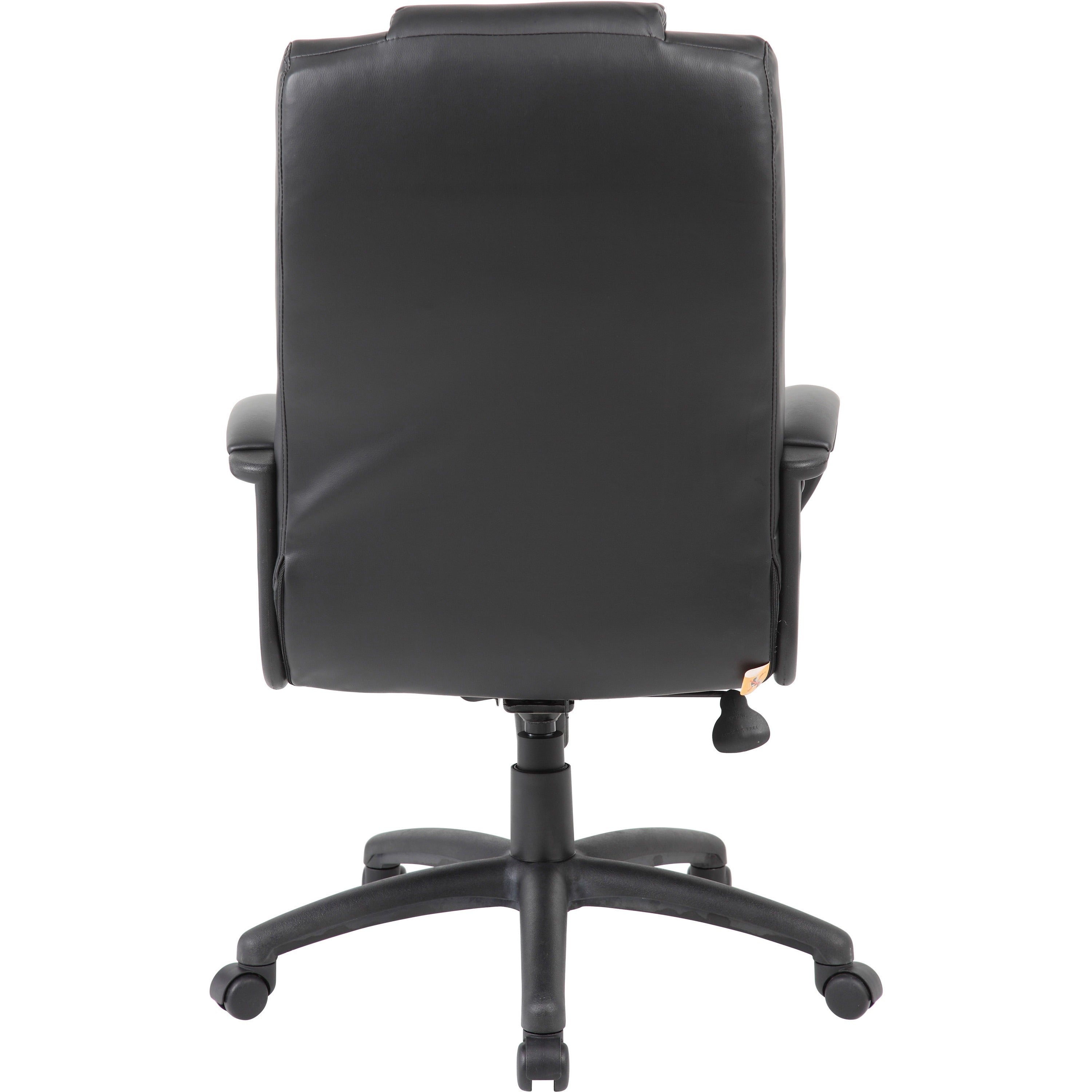 Boss B7501 Executive Chair - Black LeatherPlus Seat - Black Leather Back - Black Nylon Frame - 5-star Base - 1 Each - 4