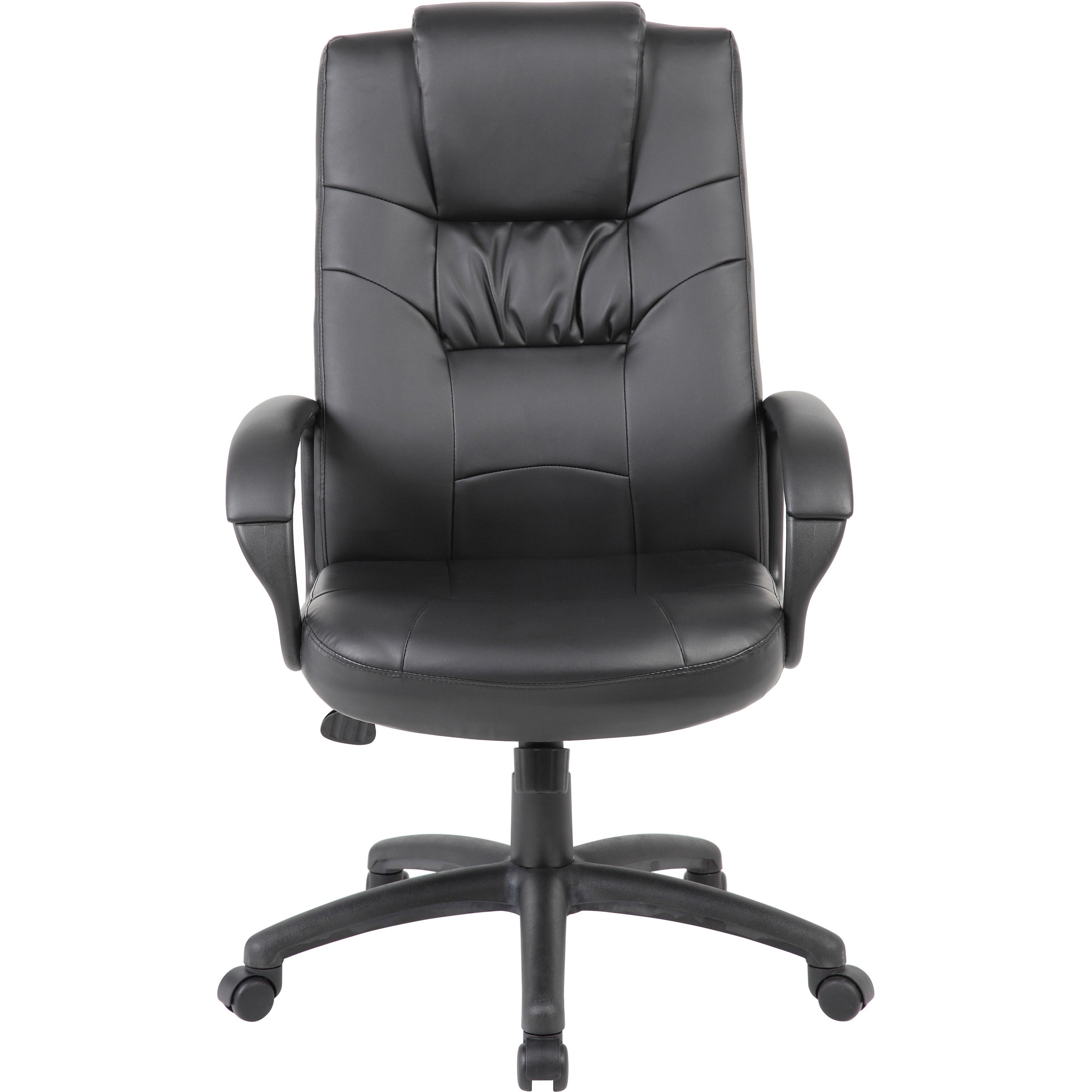 Boss B7501 Executive Chair - Black LeatherPlus Seat - Black Leather Back - Black Nylon Frame - 5-star Base - 1 Each - 2