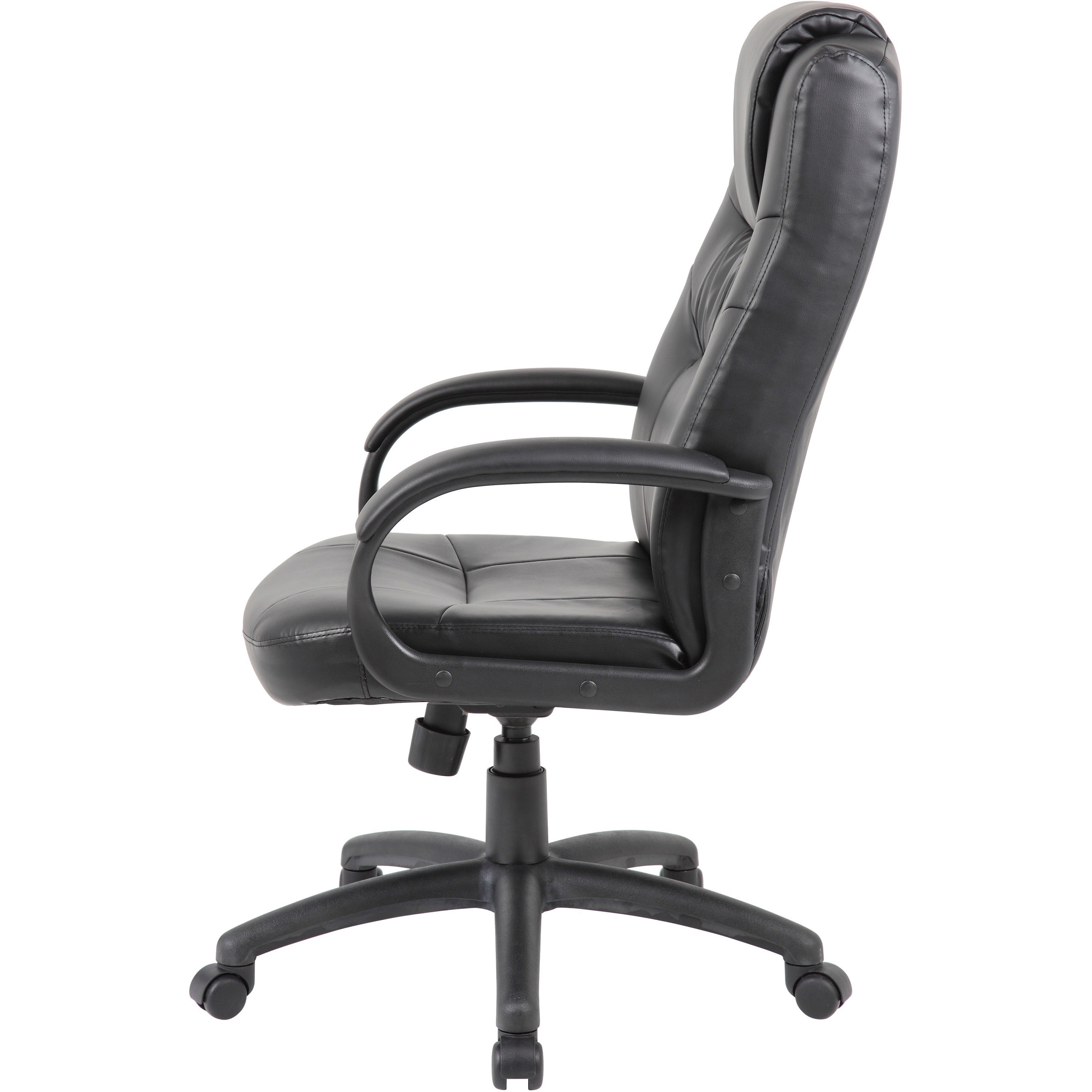 Boss B7501 Executive Chair - Black LeatherPlus Seat - Black Leather Back - Black Nylon Frame - 5-star Base - 1 Each - 3