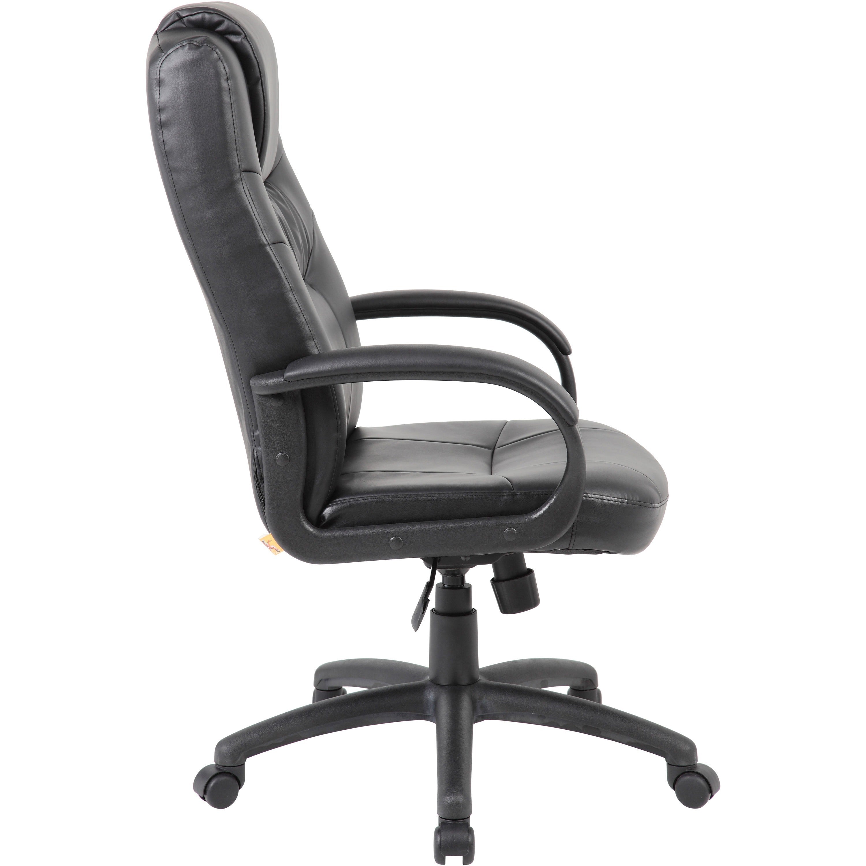 Boss B7501 Executive Chair - Black LeatherPlus Seat - Black Leather Back - Black Nylon Frame - 5-star Base - 1 Each - 5