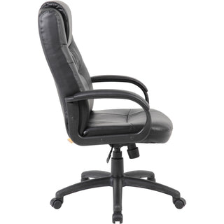 Boss B7501 Executive Chair - Black LeatherPlus Seat - Black Leather Back - Black Nylon Frame - 5-star Base - 1 Each