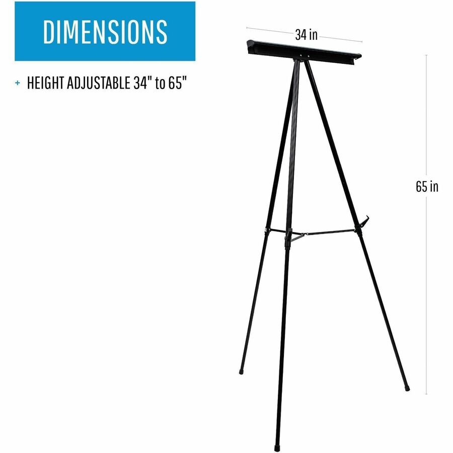 Telescoping Tripod Display Easel, Adjusts 35" to 64" High, Metal, Black