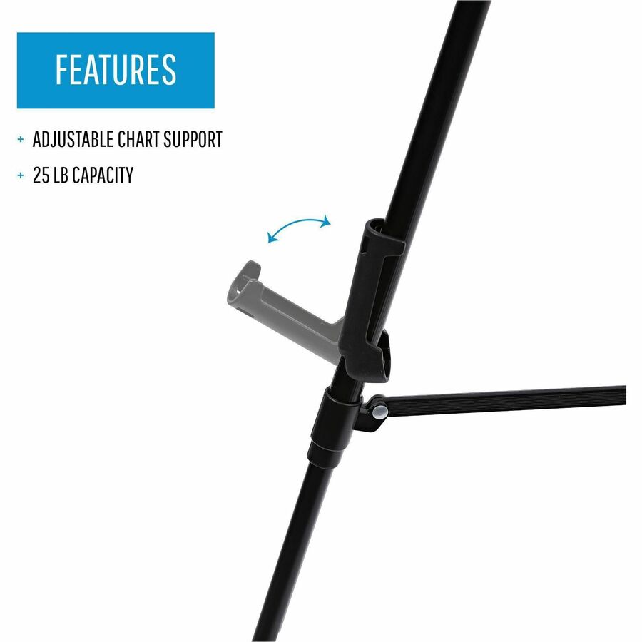 Telescoping Tripod Display Easel, Adjusts 35" to 64" High, Metal, Black
