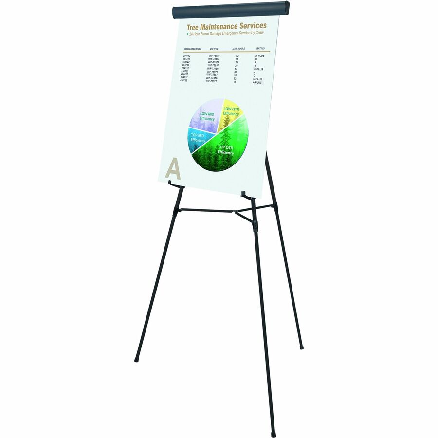 Telescoping Tripod Display Easel, Adjusts 35" to 64" High, Metal, Black
