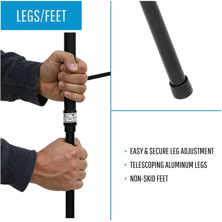 Telescoping Tripod Display Easel, Adjusts 35" to 64" High, Metal, Black