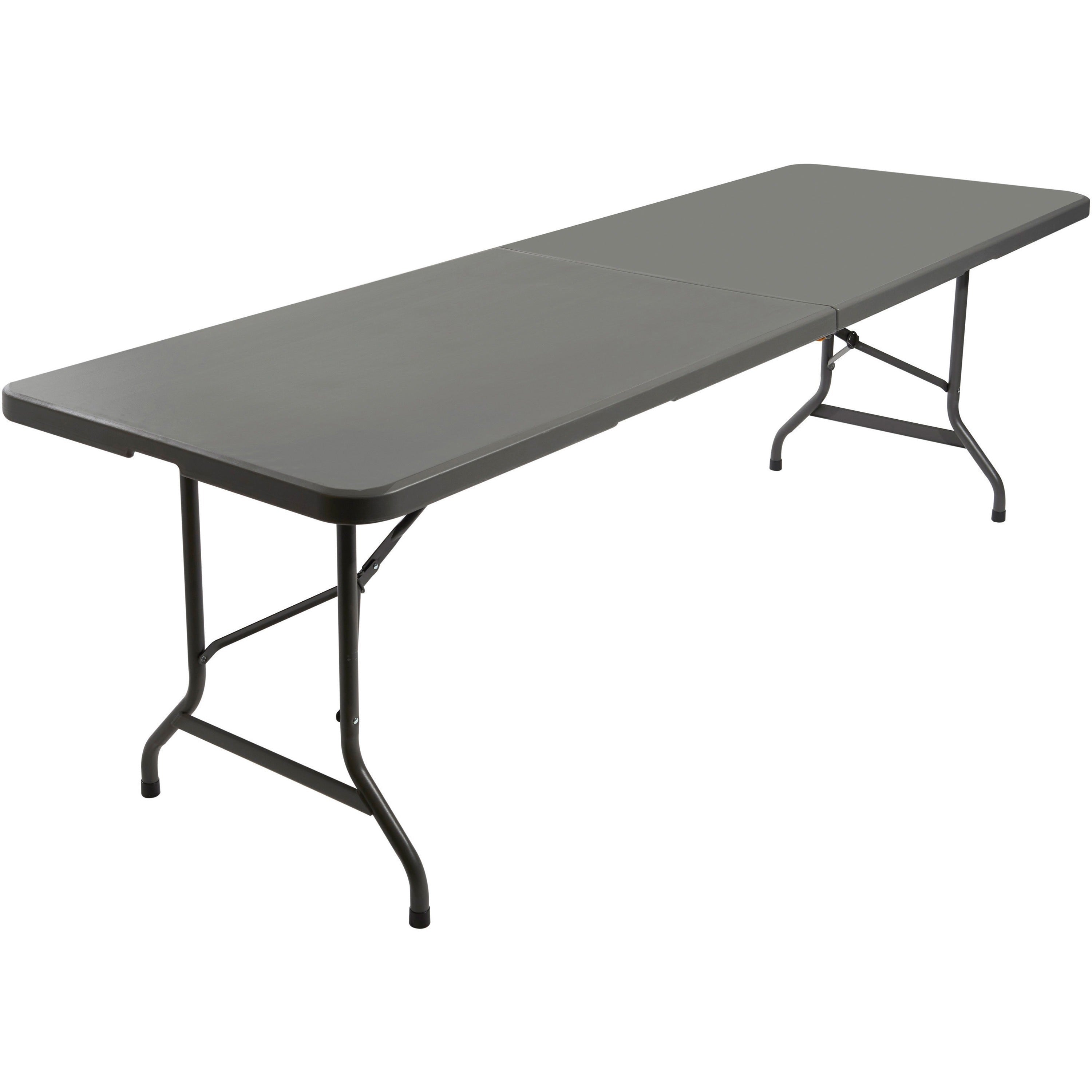 Iceberg IndestrucTable TOO Bifold Table - For - Table TopRectangle Top - Contemporary Style - Adjustable Height - 96" Table Top Length x 30" Table Top Width x 2" Table Top Thickness - 29" Height - Charcoal, Powder Coated - Tubular Steel - 1 Each