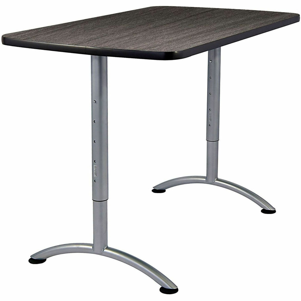 ARC Adjustable-Height Table, Rectangular, 30" x 48" x 36" to 48", Gray Walnut/Silver