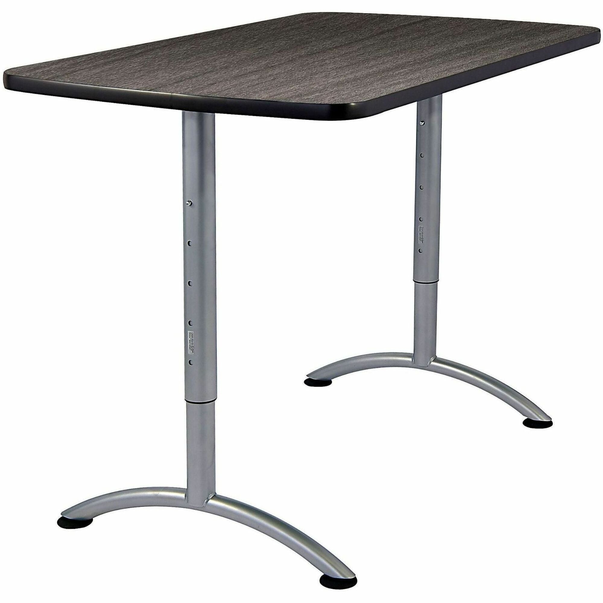 ARC Adjustable-Height Table, Rectangular, 30" x 48" x 36" to 48", Gray Walnut/Silver