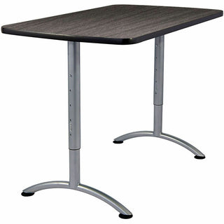 ARC Adjustable-Height Table, Rectangular, 30" x 48" x 36" to 48", Gray Walnut/Silver