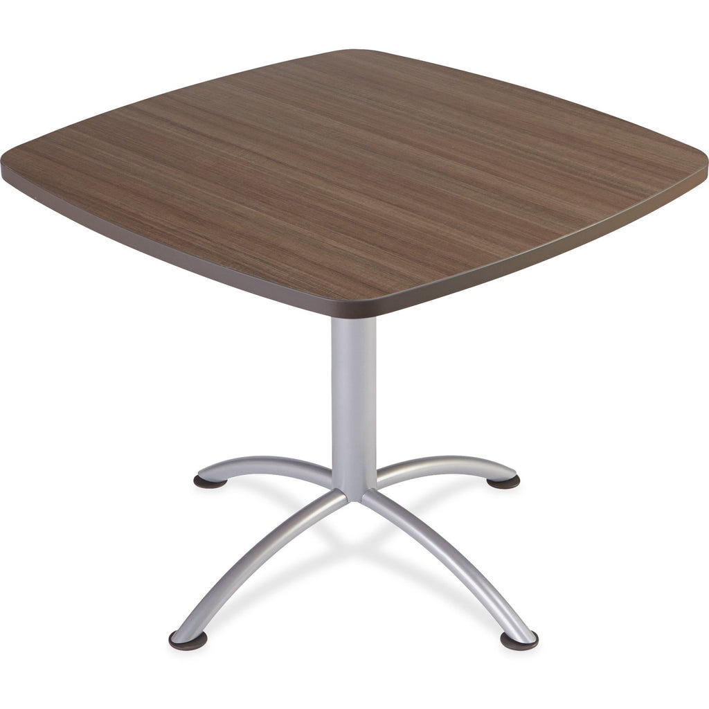 Iceberg iLand 29"H Square Hospitality Table - For - Table TopSquare Top - Powder Coated Silver Base - Contemporary Style - 36" Table Top Length x 36" Table Top Width x 1.13" Table Top Thickness - 29" Height - Assembly Required - Laminated, Teak - Par