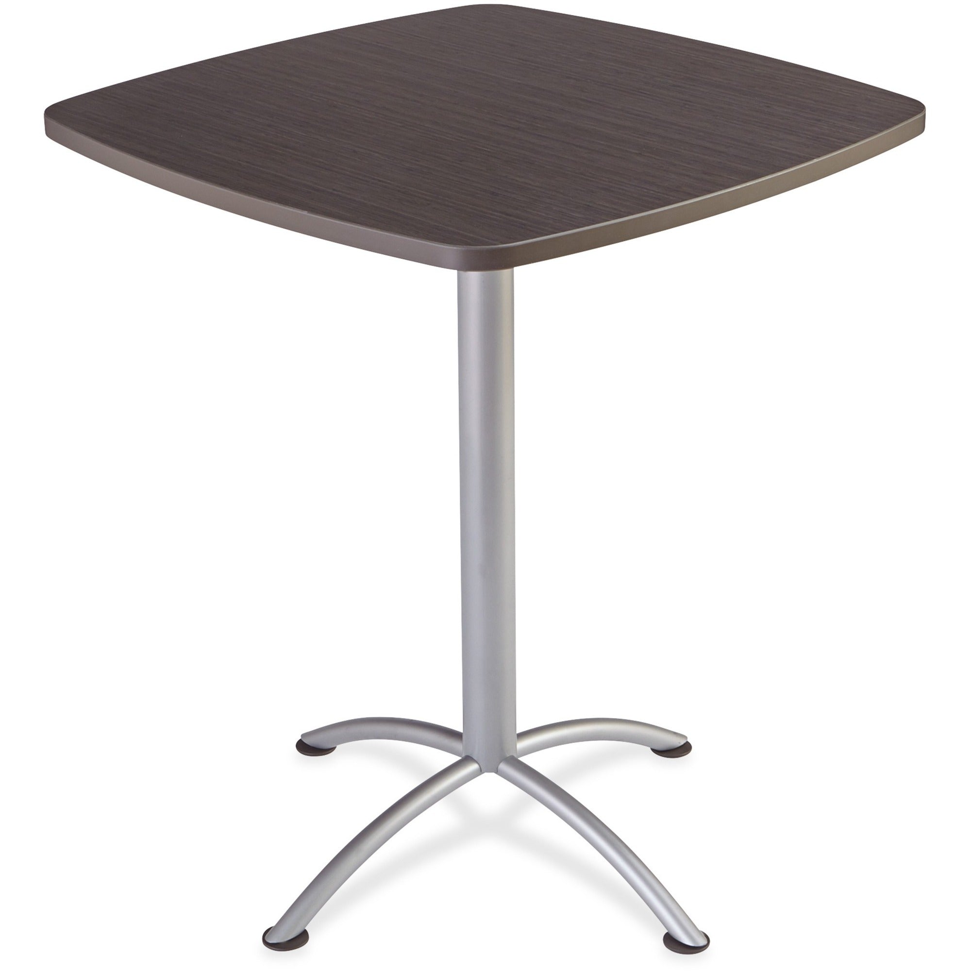 Iceberg iLand 42"H Square Bistro Table - For - Table TopSquare Top - Powder Coated Silver Base - Contemporary Style - 36" Table Top Length x 36" Table Top Width x 1.13" Table Top Thickness - 42" Height - Assembly Required - Gray, Laminated, Silver - - 