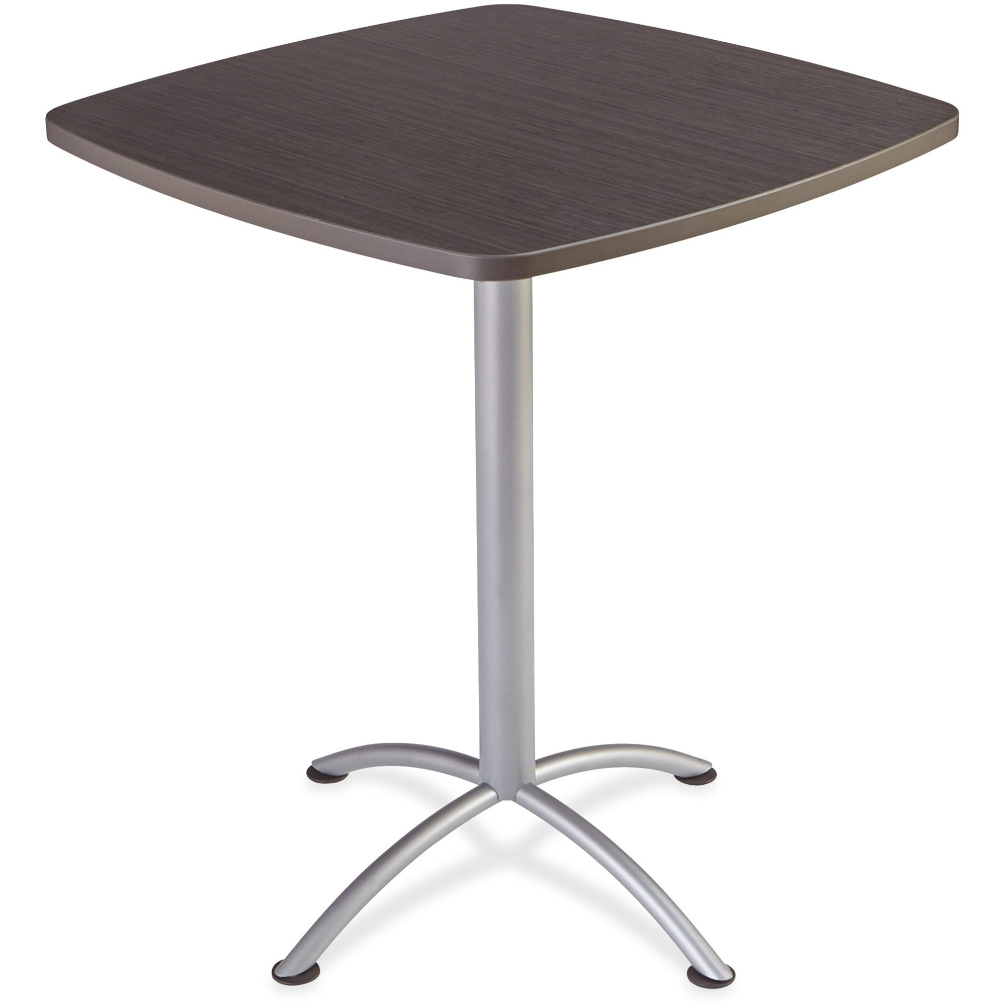 Iceberg iLand 42"H Square Bistro Table - For - Table TopSquare Top - Powder Coated Silver Base - Contemporary Style - 36" Table Top Length x 36" Table Top Width x 1.13" Table Top Thickness - 42" Height - Assembly Required - Gray, Laminated, Silver -