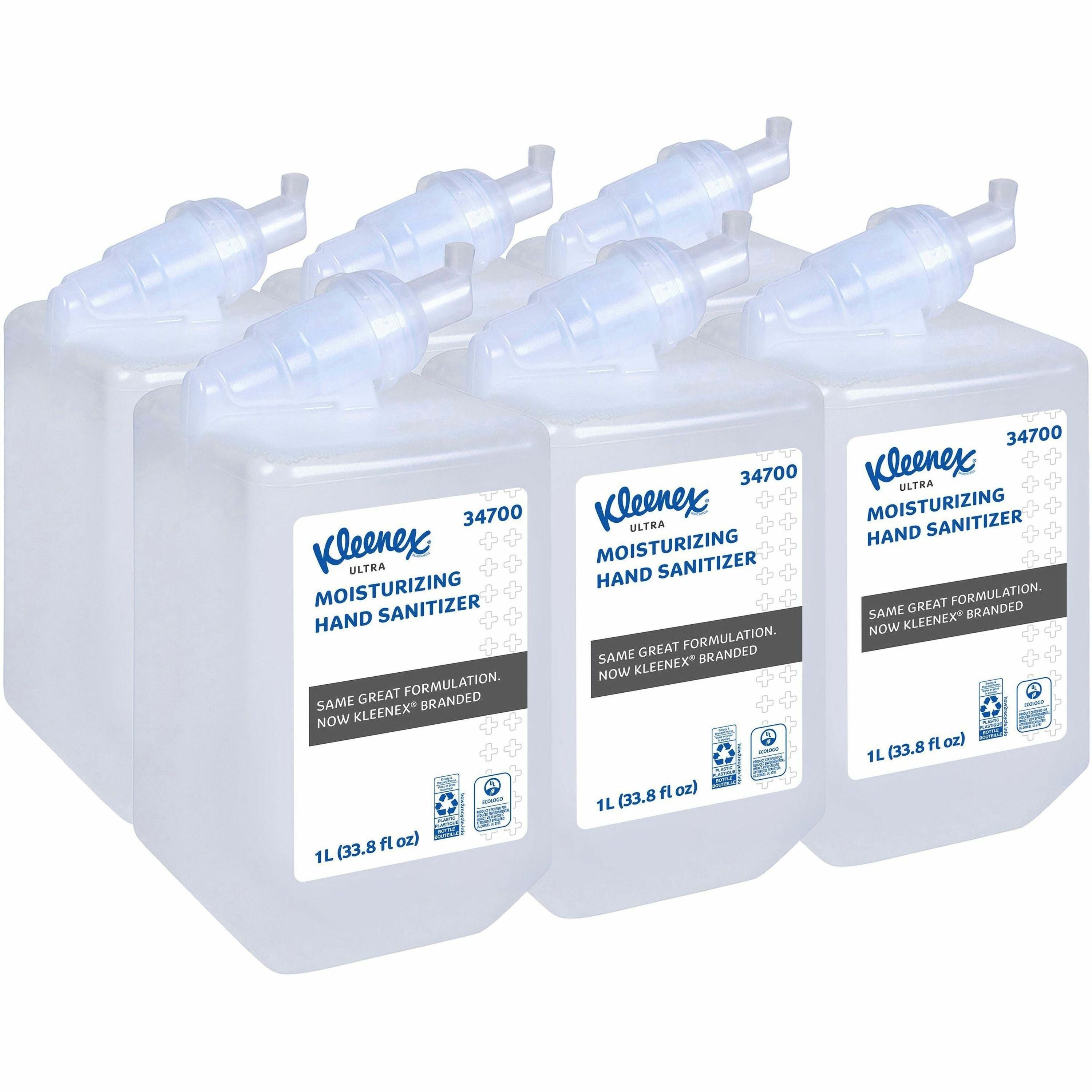 kleenex-ultra-hand-sanitizer-foam-338-fl-oz-1000-ml-bacteria-remover-hand-skin-moisturizing-clear-dye-free-quick-drying-non-sticky-fragrance-free-6-carton_kcc34700 - 1