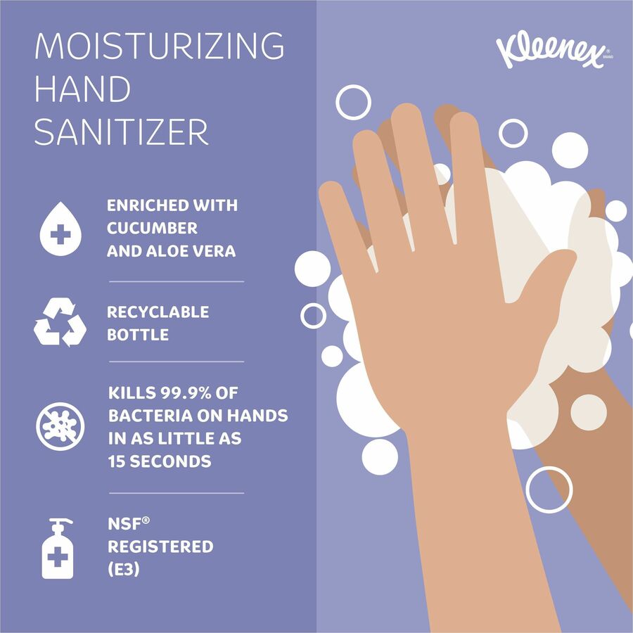 kleenex-ultra-hand-sanitizer-foam-338-fl-oz-1000-ml-bacteria-remover-hand-skin-moisturizing-clear-dye-free-quick-drying-non-sticky-fragrance-free-6-carton_kcc34700 - 4