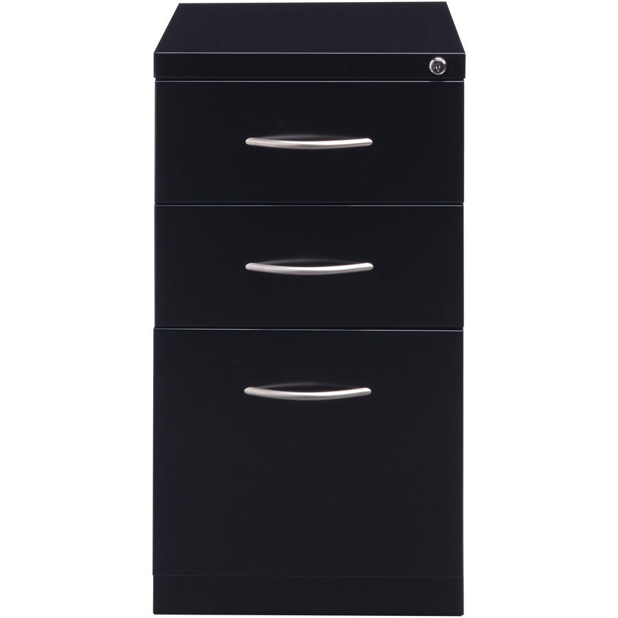 Lorell Premium Box/Box/File Mobile File Cabinet with Arch Pull - 15" x 22.9" x 27.8" - 3 x Drawer(s) for Box, File - Letter - Ball-bearing Suspension, Drawer Extension, Durable, Pencil Tray - Black - Steel - Recycled