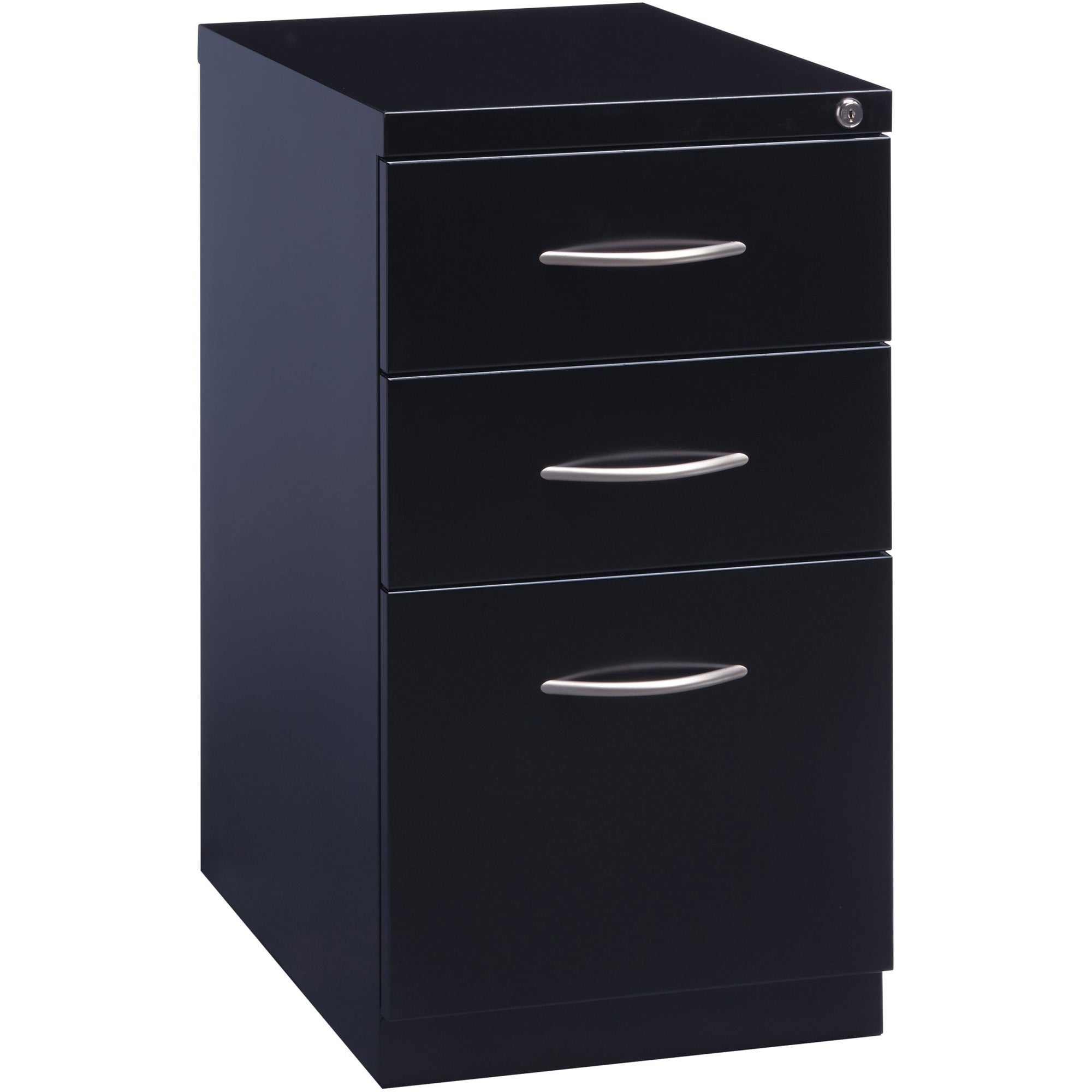 Lorell Premium Box/Box/File Mobile File Cabinet with Arch Pull - 15" x 22.9" x 27.8" - 3 x Drawer(s) for Box, File - Letter - Ball-bearing Suspension, Drawer Extension, Durable, Pencil Tray - Black - Steel - Recycled - 