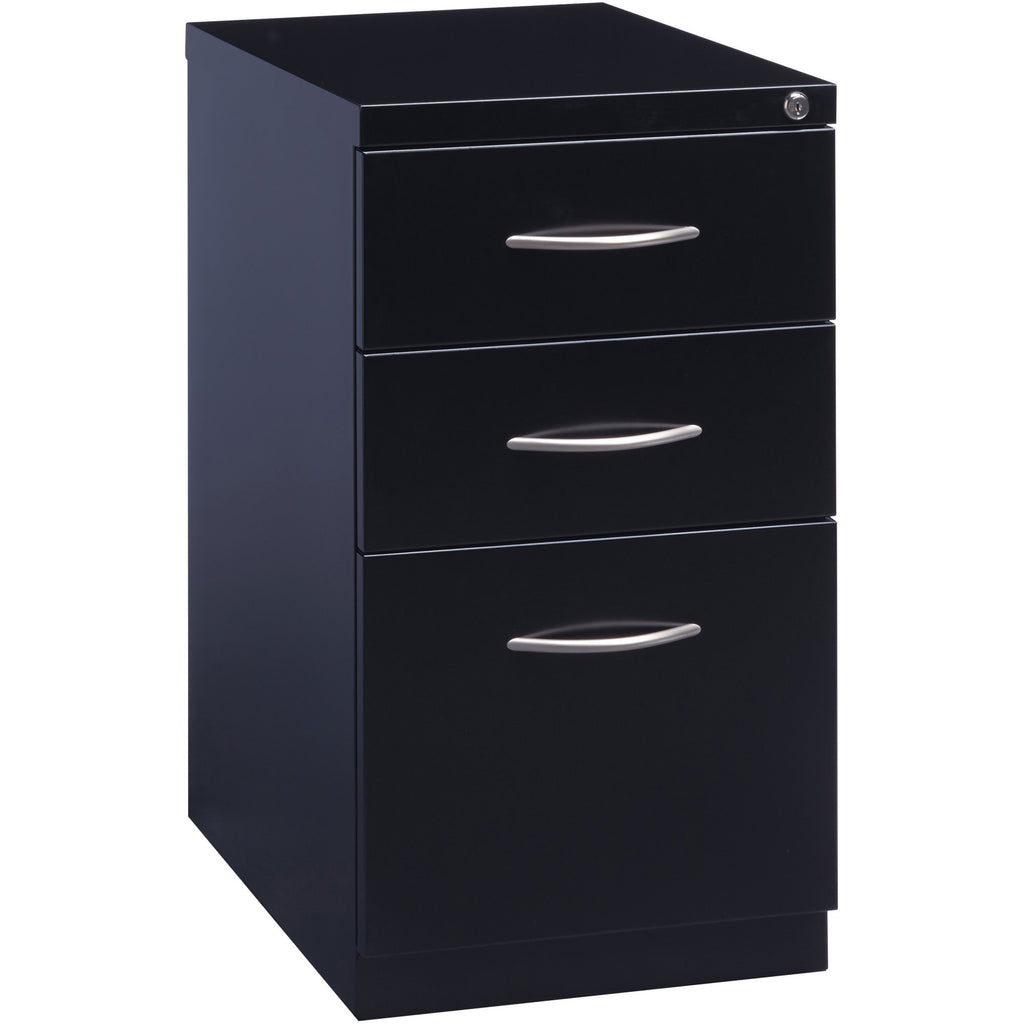 Lorell Premium Box/Box/File Mobile File Cabinet with Arch Pull - 15" x 22.9" x 27.8" - 3 x Drawer(s) for Box, File - Letter - Ball-bearing Suspension, Drawer Extension, Durable, Pencil Tray - Black - Steel - Recycled