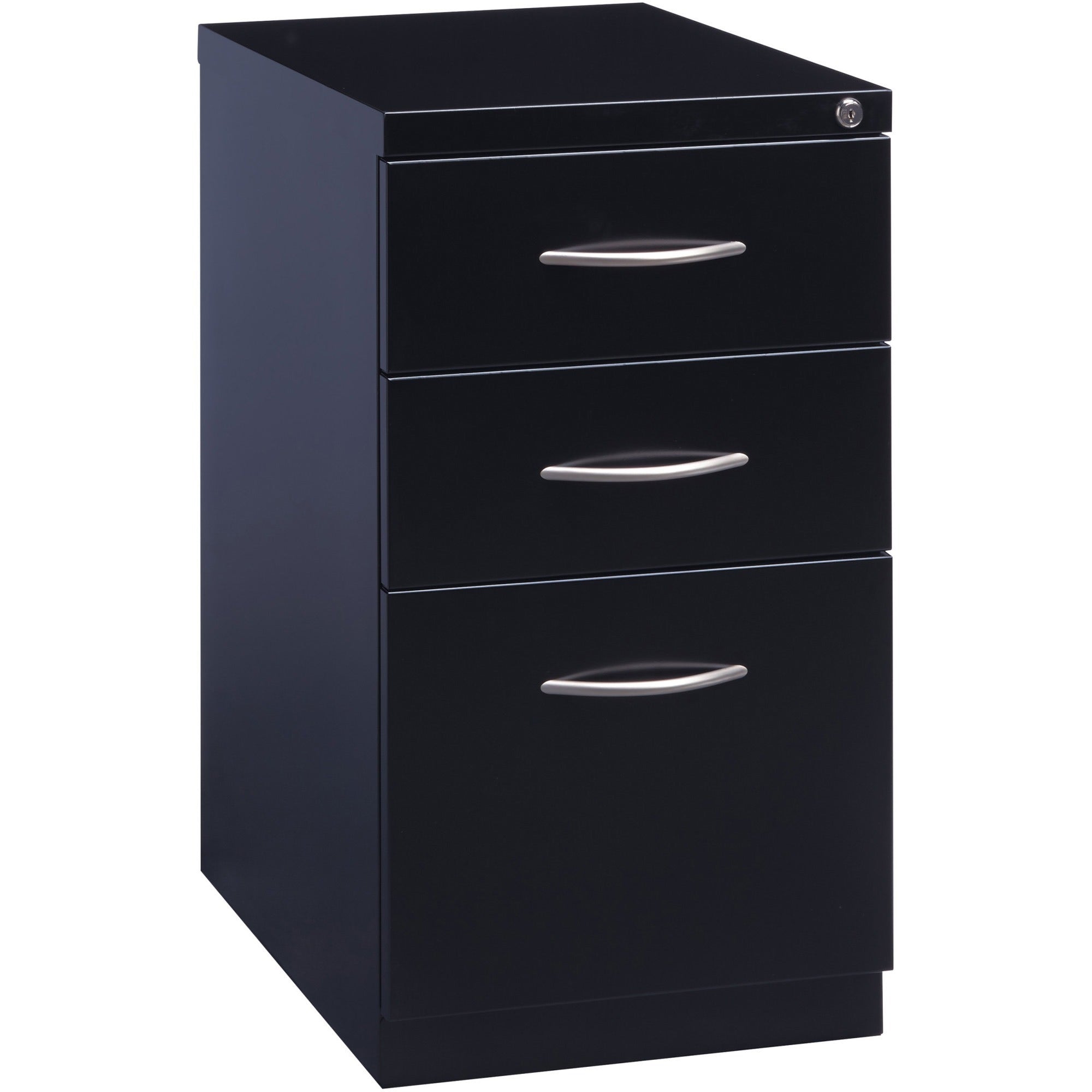 Lorell Premium Box/Box/File Mobile File Cabinet with Arch Pull - 15" x 22.9" x 27.8" - 3 x Drawer(s) for Box, File - Letter - Ball-bearing Suspension, Drawer Extension, Durable, Pencil Tray - Black - Steel - Recycled