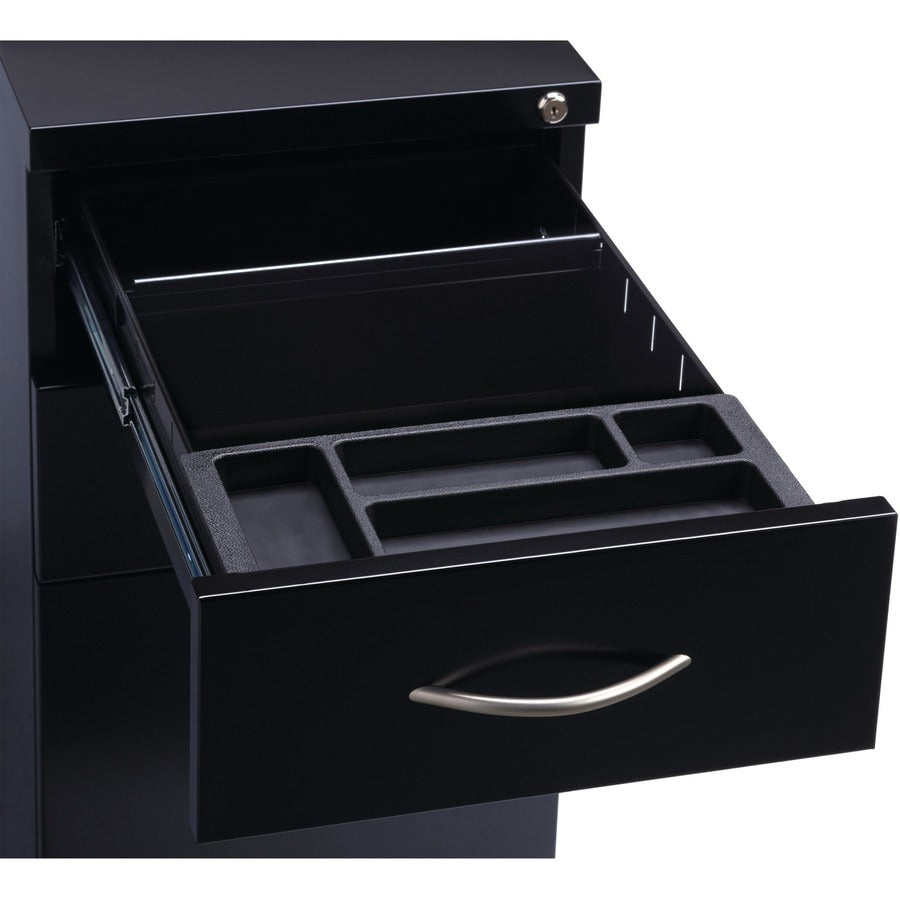 Lorell Premium Box/Box/File Mobile File Cabinet with Arch Pull - 15" x 22.9" x 27.8" - 3 x Drawer(s) for Box, File - Letter - Ball-bearing Suspension, Drawer Extension, Durable, Pencil Tray - Black - Steel - Recycled - 