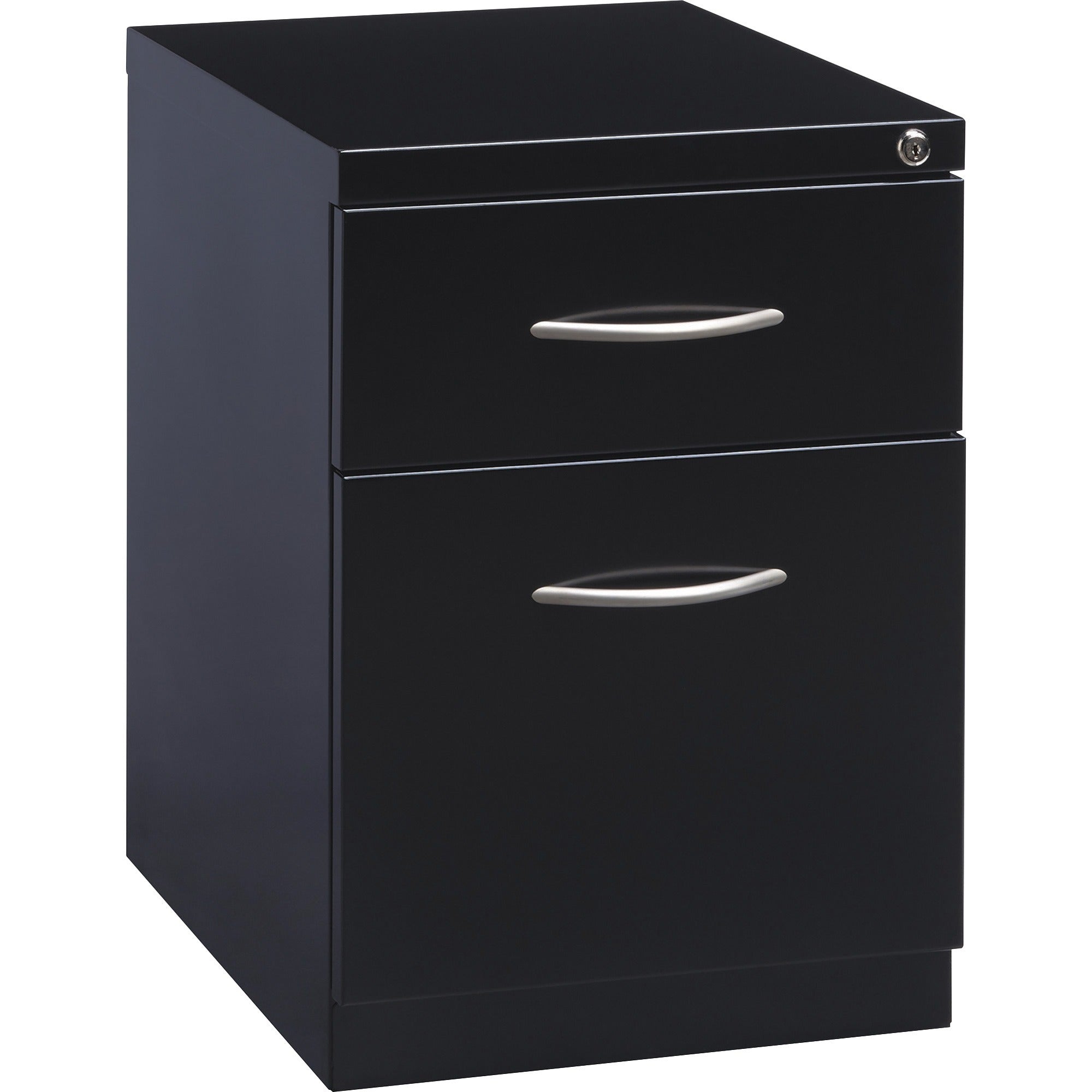 Lorell Premium Box/File Mobile File Cabinet with Arm Pull - 15" x 19.9" x 21.8" - 2 x Drawer(s) for Box, File - Letter - Pencil Tray, Ball-bearing Suspension, Drawer Extension, Durable - Black - Steel - Recycled - 