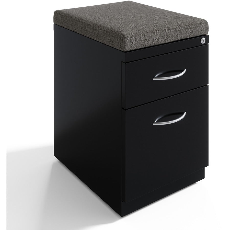 Lorell Premium Box/File Mobile File Cabinet with Arm Pull - 15" x 19.9" x 21.8" - 2 x Drawer(s) for Box, File - Letter - Pencil Tray, Ball-bearing Suspension, Drawer Extension, Durable - Black - Steel - Recycled - 