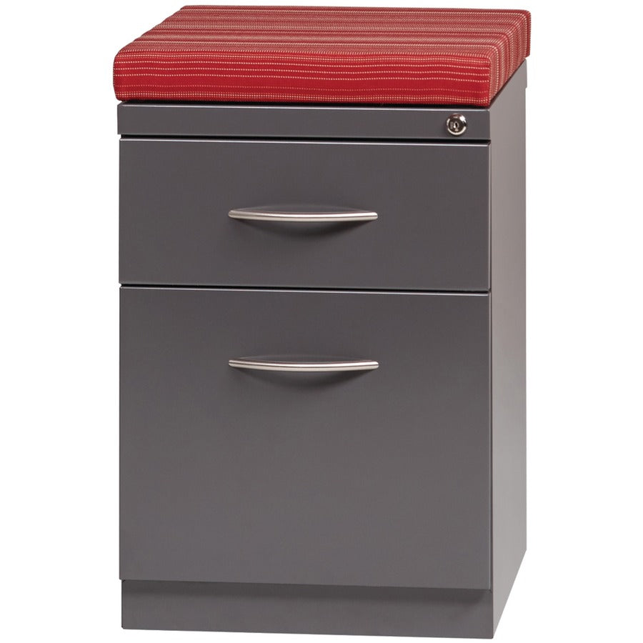 Lorell Premium Box/File Mobile File Cabinet with Arm Pull - 15" x 19.9" x 21.8" - 2 x Drawer(s) for Box, File - Letter - Vertical - Pencil Tray, Ball-bearing Suspension, Drawer Extension, Durable - Charcoal - Steel - Recycled - 