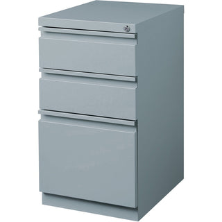 Lorell 20" Box/Box/File Mobile File Cabinet with Full-Width Pull - 15" x 19.9" x 27.8" - 3 x Drawer(s) for Box, File - Letter - Ball-bearing Suspension, Drawer Extension, Durable, Recessed Drawer - Gray - Steel - Recycled