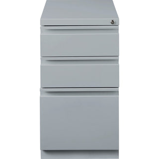 Lorell 20" Box/Box/File Mobile File Cabinet with Full-Width Pull - 15" x 19.9" x 27.8" - 3 x Drawer(s) for Box, File - Letter - Ball-bearing Suspension, Drawer Extension, Durable, Recessed Drawer - Gray - Steel - Recycled
