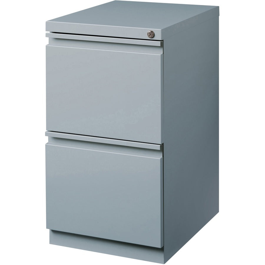 Lorell 20" File/File Mobile File Cabinet with Full-Width Pull - 15" x 19.9" x 27.8" - 2 x Drawer(s) for File - Letter - Vertical - Ball-bearing Suspension, Drawer Extension, Durable, Recessed Drawer - Gray - Steel - Recycled