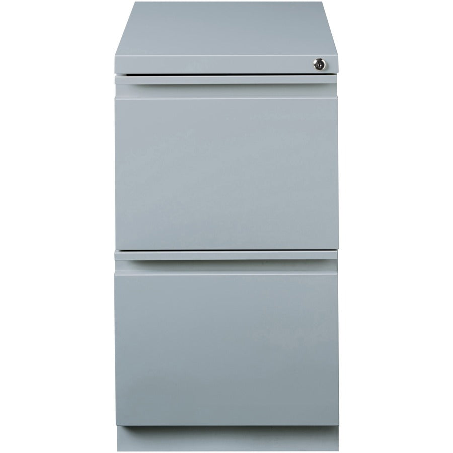 Lorell 20" File/File Mobile File Cabinet with Full-Width Pull - 15" x 19.9" x 27.8" - 2 x Drawer(s) for File - Letter - Vertical - Ball-bearing Suspension, Drawer Extension, Durable, Recessed Drawer - Gray - Steel - Recycled