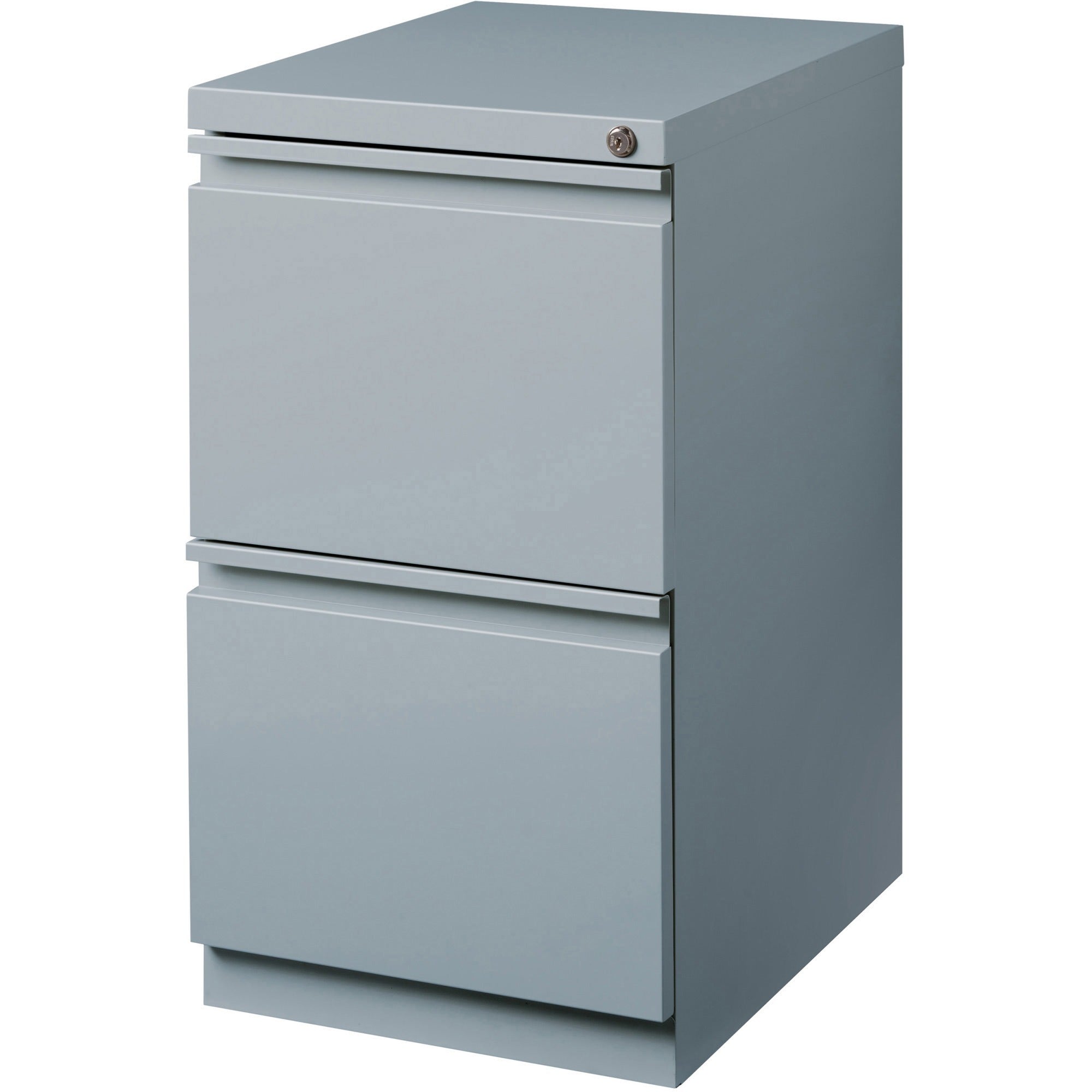 Lorell 20" File/File Mobile File Cabinet with Full-Width Pull - 15" x 19.9" x 27.8" - 2 x Drawer(s) for File - Letter - Vertical - Ball-bearing Suspension, Drawer Extension, Durable, Recessed Drawer - Gray - Steel - Recycled - 