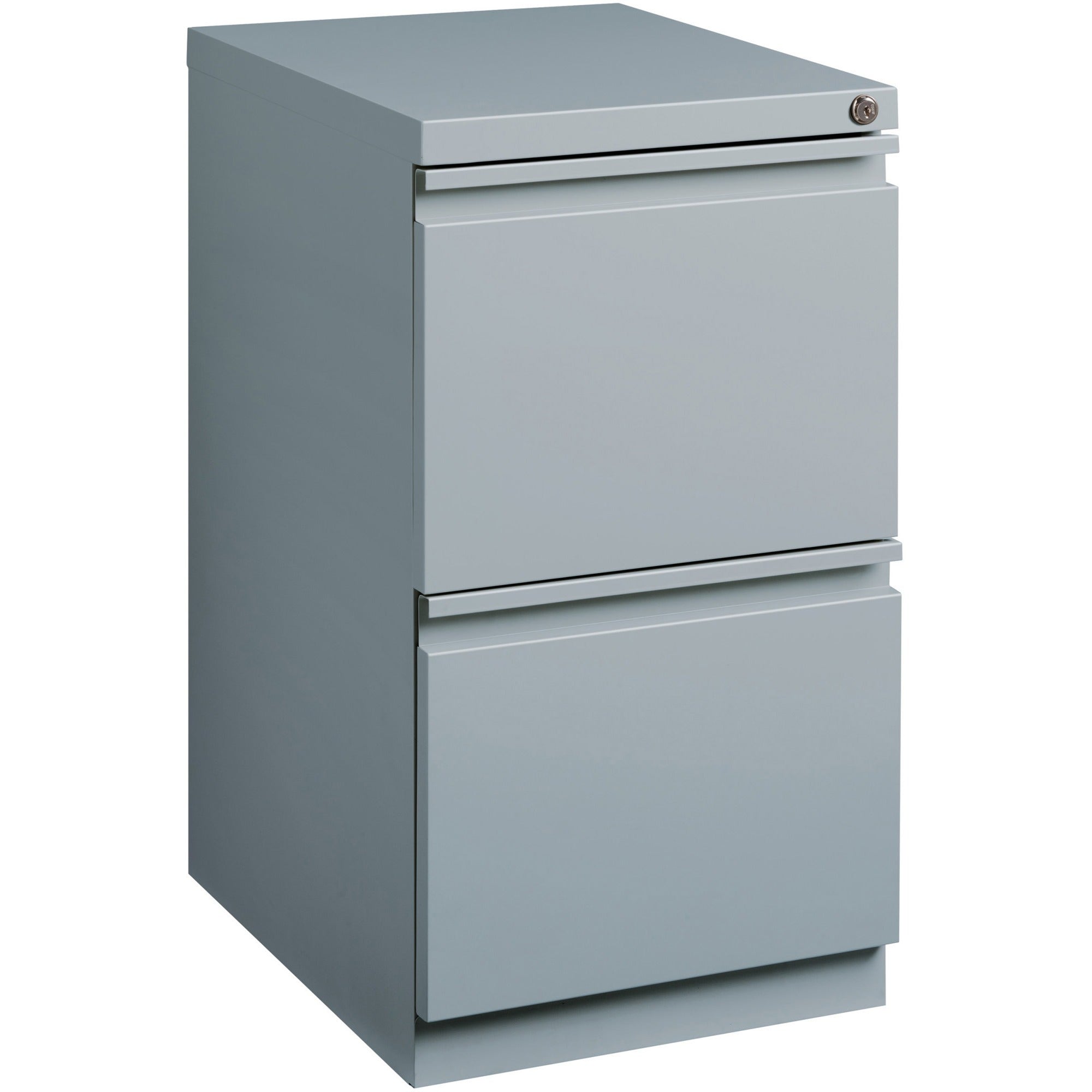 Lorell 20" File/File Mobile File Cabinet with Full-Width Pull - 15" x 19.9" x 27.8" - 2 x Drawer(s) for File - Letter - Vertical - Ball-bearing Suspension, Drawer Extension, Durable, Recessed Drawer - Gray - Steel - Recycled - 