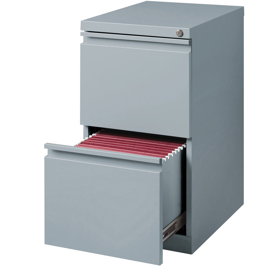 Lorell 20" File/File Mobile File Cabinet with Full-Width Pull - 15" x 19.9" x 27.8" - 2 x Drawer(s) for File - Letter - Vertical - Ball-bearing Suspension, Drawer Extension, Durable, Recessed Drawer - Gray - Steel - Recycled - 