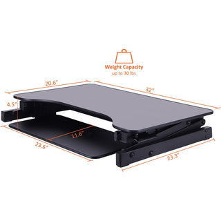 Lorell Adjustable Desk/Monitor Riser - 30 lb Load Capacity - 16" Height x 32" Width x 21.5" Depth - Desktop - Black - 