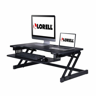 Lorell Adjustable Desk/Monitor Riser - 30 lb Load Capacity - 16" Height x 32" Width x 21.5" Depth - Desktop - Black
