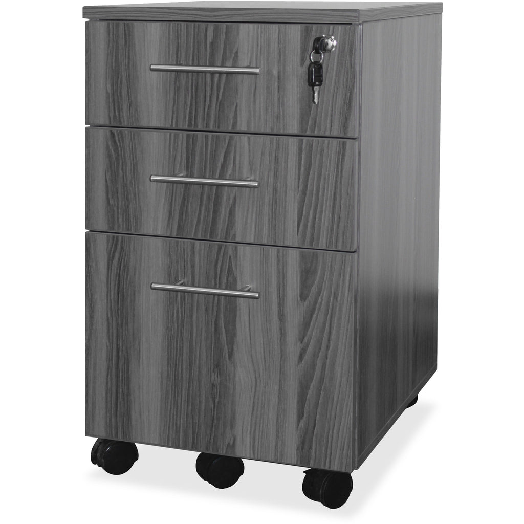 Mayline Medina Box/Box/File Mobile Pedestal - 18" x 15.5" x 26.8" - 3 x Box, File Drawer(s) - Material: Steel - Finish: Gray, Laminate - Stain Resistant, Water Resistant, Abrasion Resistant, Ball-bearing Suspension, Drawer Extension, Built-in Hangrai