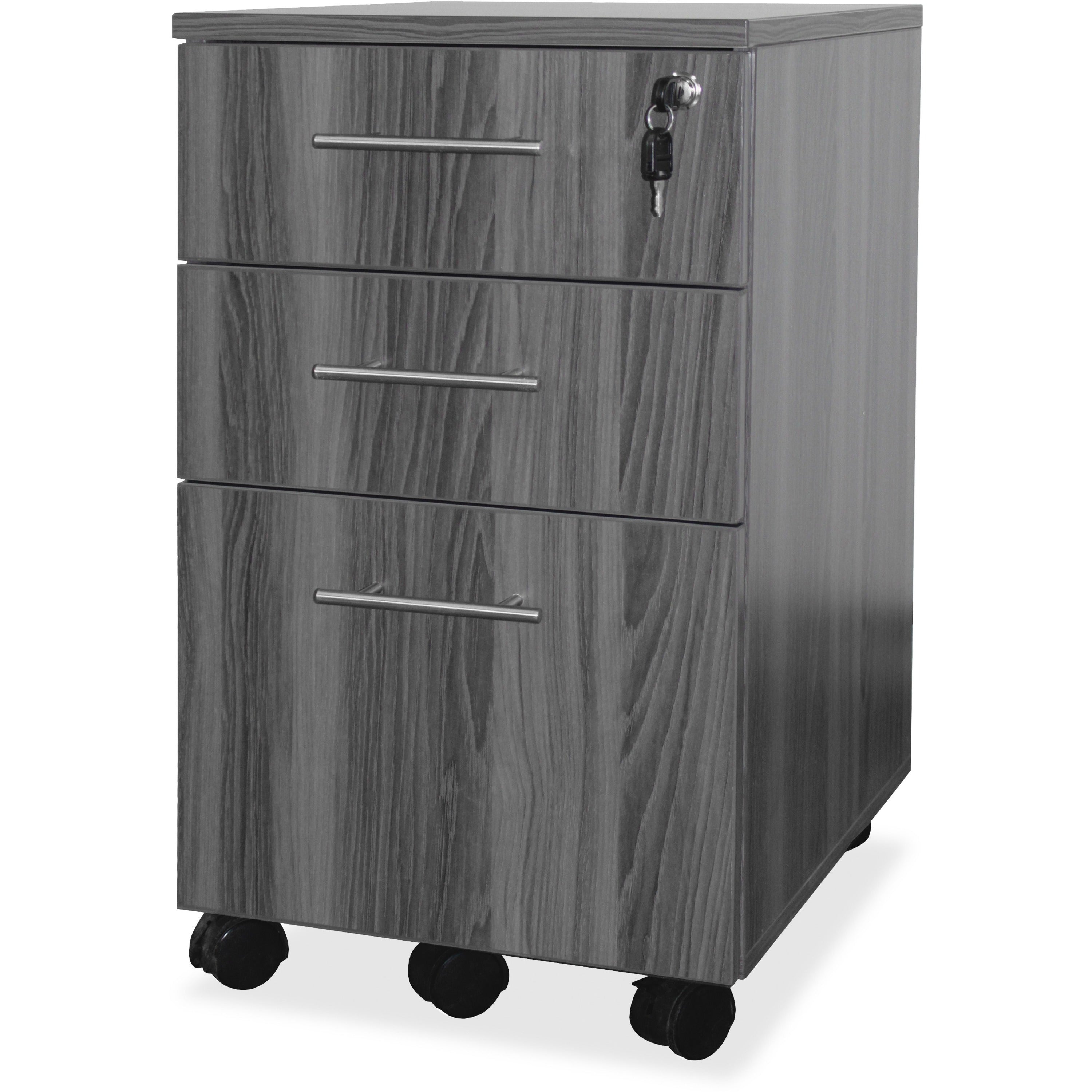 Mayline Medina Box/Box/File Mobile Pedestal - 18" x 15.5" x 26.8" - 3 x Box, File Drawer(s) - Material: Steel - Finish: Gray, Laminate - Stain Resistant, Water Resistant, Abrasion Resistant, Ball-bearing Suspension, Drawer Extension, Built-in Hangrai - 