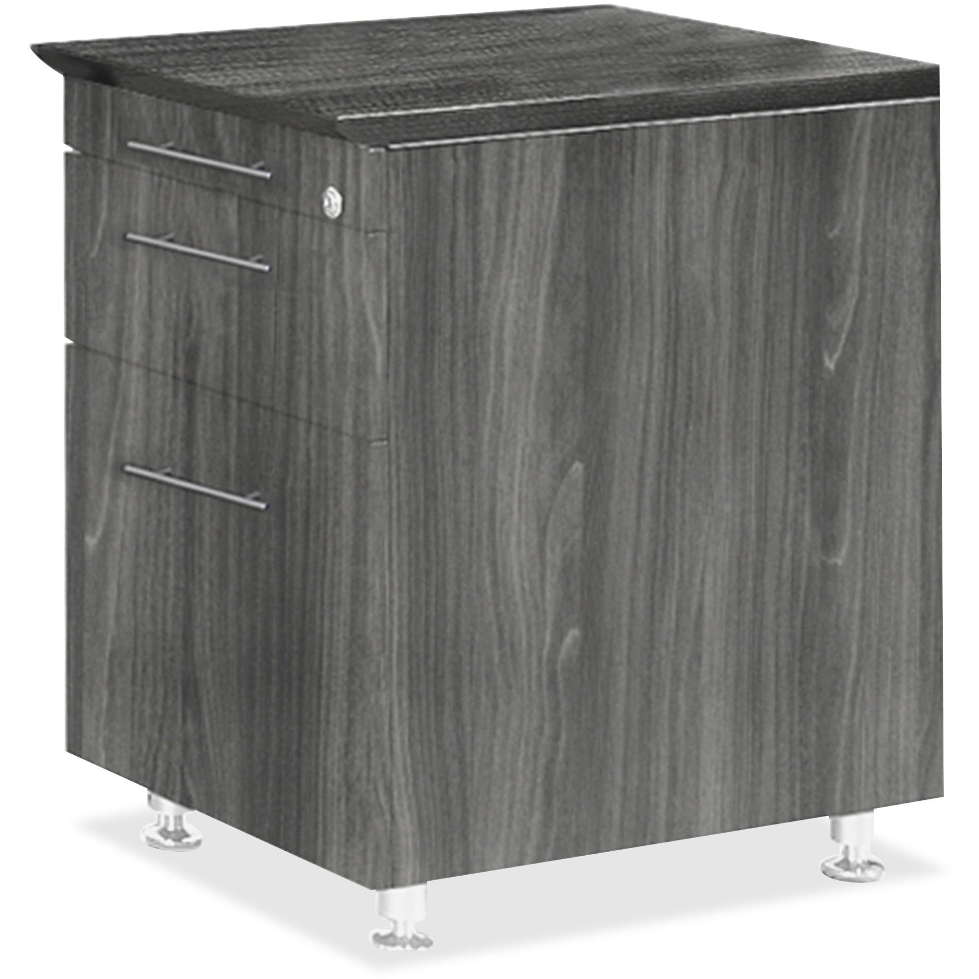 Mayline Medina Series Pencil/Box/File Return Pedestal - 18" x 15"26" , 1" Top - 3 x Storage, Box, File Drawer(s) - Beveled Edge - Material: Steel - Finish: Gray, Laminate, Silver - Stain Resistant, Water Resistant, Abrasion Resistant, Durable, Leveli - 