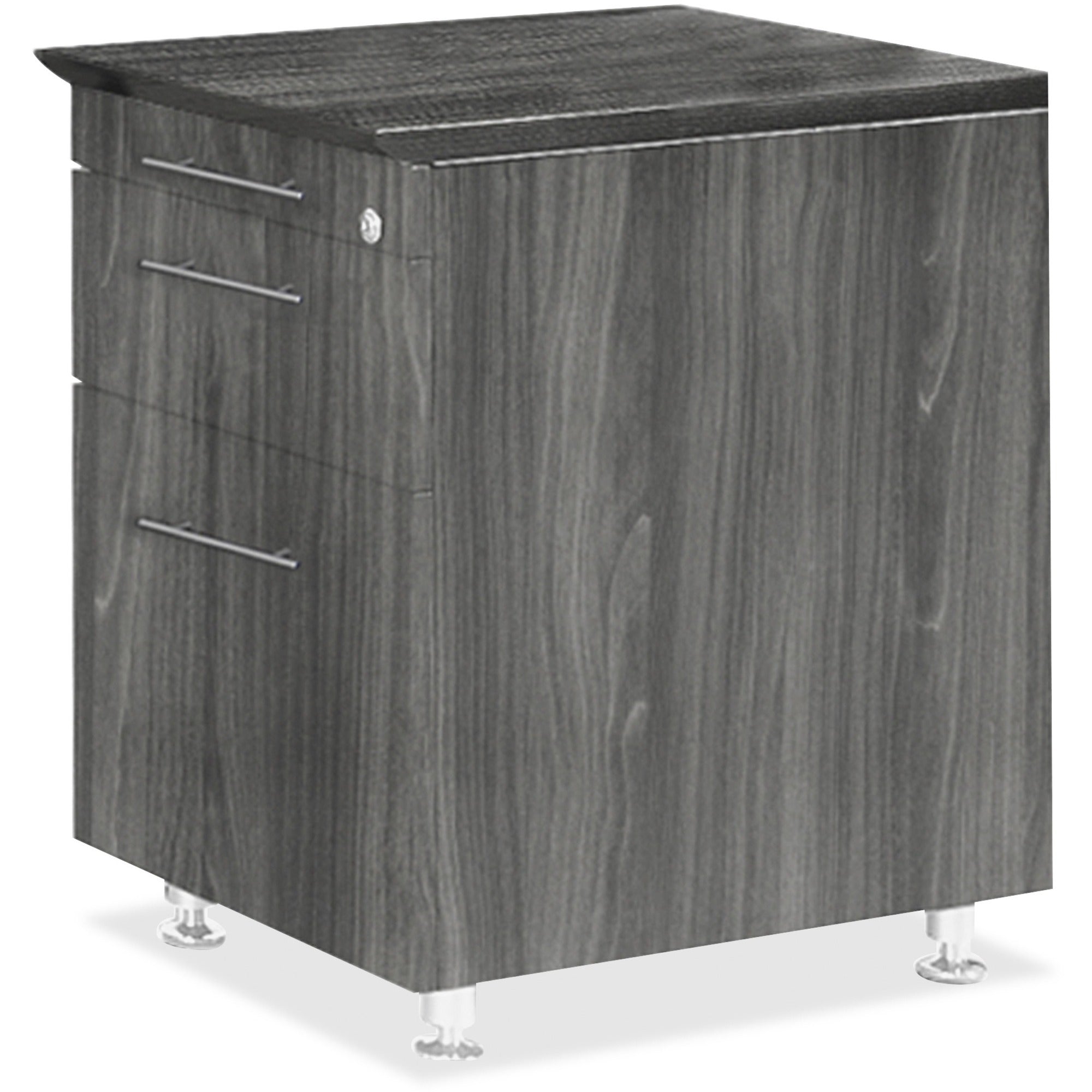 Mayline Medina Series Pencil/Box/File Return Pedestal - 18" x 15"26" , 1" Top - 3 x Storage, Box, File Drawer(s) - Beveled Edge - Material: Steel - Finish: Gray, Laminate, Silver - Stain Resistant, Water Resistant, Abrasion Resistant, Durable, Leveli