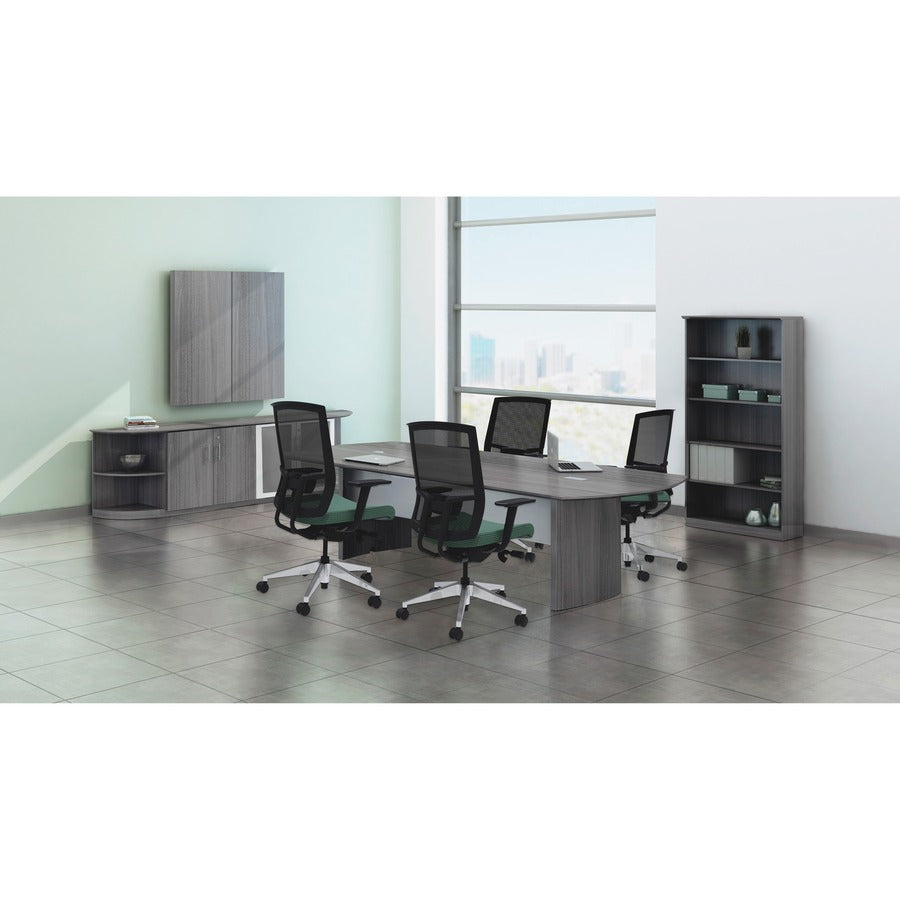 Mayline Gray Laminate Medina Conference Tabletop - 96" x 42"1" - Beveled Edge - Finish: Gray Steel Laminate, Silver - Stain Resistant, Water Resistant, Abrasion Resistant, Grommet, Durable - For Conference Room - 