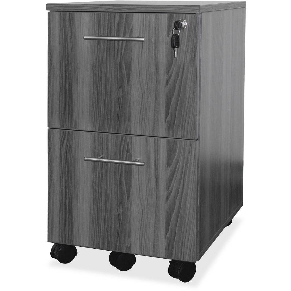 Mayline Gray Laminate File/File Mobile Pedestal File - 18" x 15.5" x 26.8" - 2 x File Drawer(s) - Material: Steel - Finish: Gray, Laminate - Stain Resistant, Water Resistant, Abrasion Resistant, Drawer Extension, Ball-bearing Suspension, Built-in Han