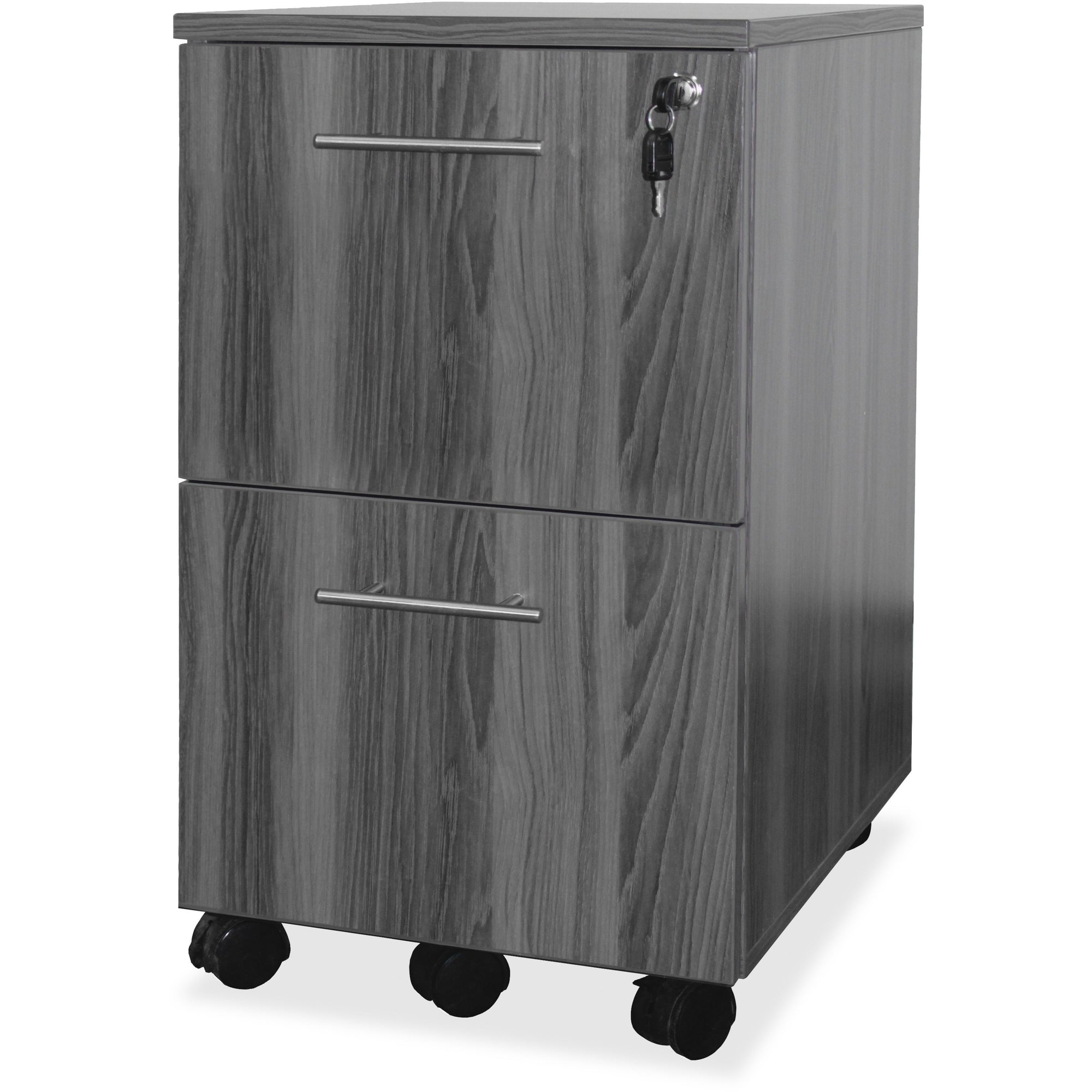 Mayline Gray Laminate File/File Mobile Pedestal File - 18" x 15.5" x 26.8" - 2 x File Drawer(s) - Material: Steel - Finish: Gray, Laminate - Stain Resistant, Water Resistant, Abrasion Resistant, Drawer Extension, Ball-bearing Suspension, Built-in Han