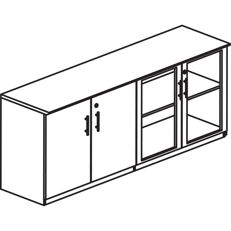 Mayline Medina Series Low Wall Cabinet Doors - Contemporary - 34.9" Width x 26.7" Height x 600 mil Thickness - Glass, Wood - Gray, LaminateLockable - 