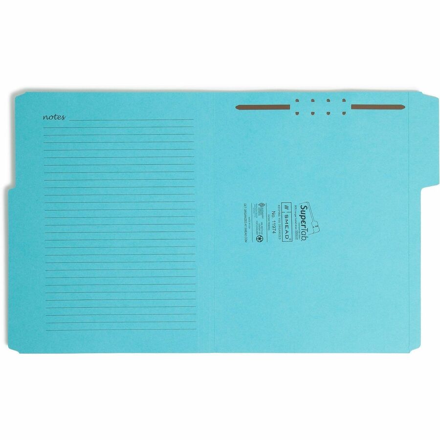 Smead SuperTab 1/3 Tab Cut Letter Recycled Top Tab File Folder - 8 1/2" x 11" - 1 x 2K Fastener(s) - Top Tab Location - Pink, Yellow, Goldenrod, Aqua - 10% Recycled - 24 / Pack
