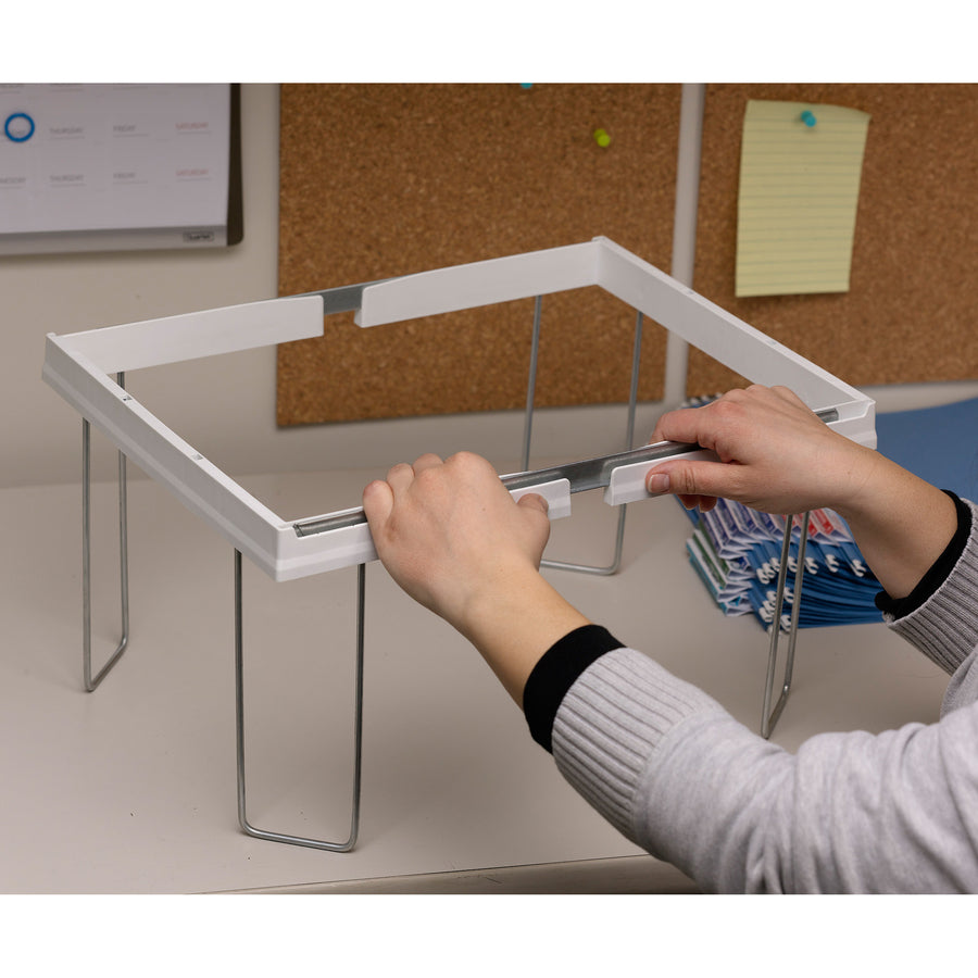 Smead Heavy-Duty Adjustable Hanging Folder Frame - Letter - 16"-24" Long - Steel, Plastic - White - 