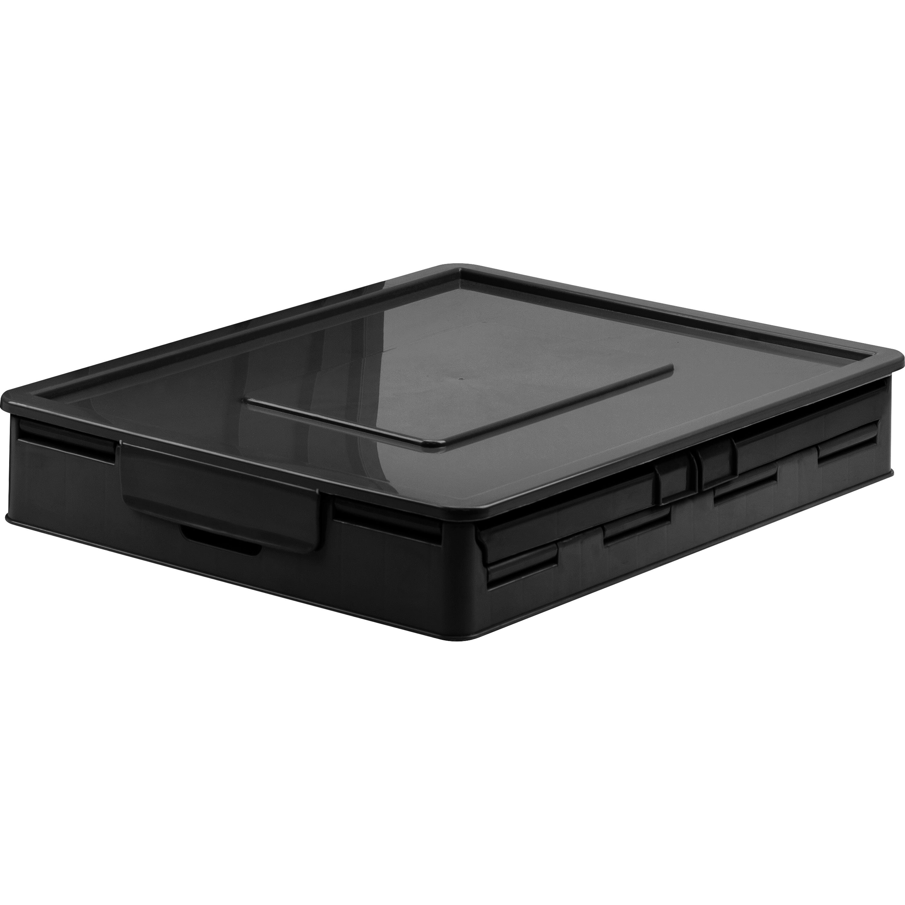 Storex Collapsible Storage Crate - External Dimensions: 14.3" Width x 17.3" Depth x 10.5"Height - 45 lb - 9.25 gal - Media Size Supported: Letter, Legal - Lid Lock Closure - Heavy Duty - Stackable - Plastic - Black - For File Folder, Letter, Document - 