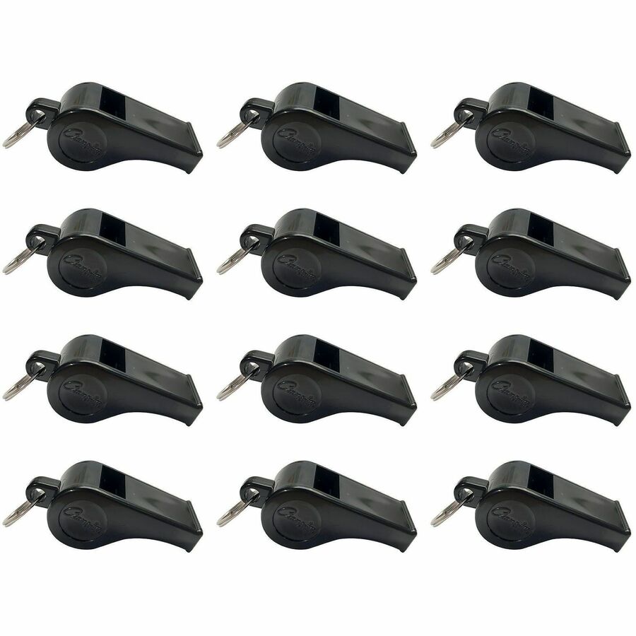 Sports Whistle, Medium Weight, Plastic, Black, Dozen