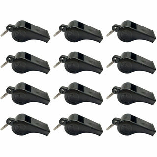 Sports Whistle, Medium Weight, Plastic, Black, Dozen