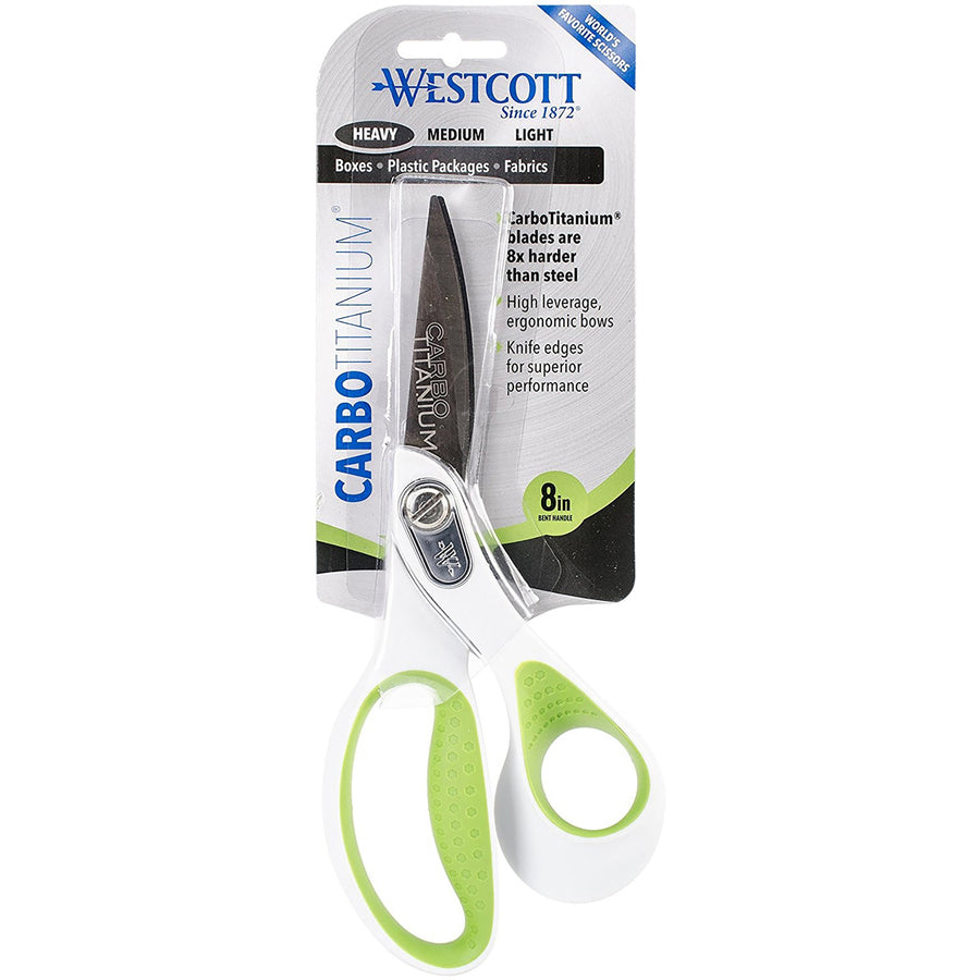 Westcott 8" Bent CarboTitanium Scissors - 8" Overall Length - Bent - Titanium - Pointed Tip - Gray - 1 Each - 