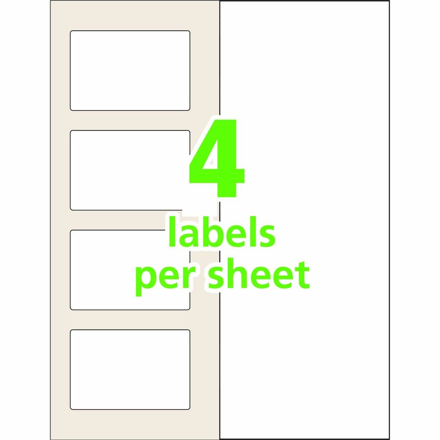 Avery Easy Align ID Label - 2 5/16" Width x 3 5/16" Length - Permanent Adhesive - Rectangle - Laser, Inkjet - White - Film, Laminate - 4 / Sheet - 25 Total Sheets - 100 Total Label(s) - 5